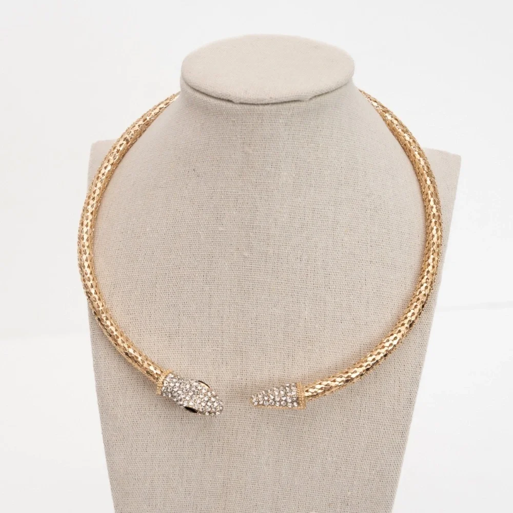 Gold‎ Snake Rhinestone Choker Necklace